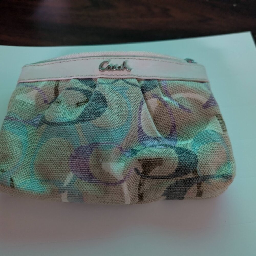 Coach Canvas Signature Wristlet, (Missing Strap) - Picture 2 of 5